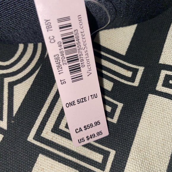 Victoria’s Secret Stripe Logo Weekender Canvas Tote Bag & Wristlet Set, NWT - Picture 5 of 9